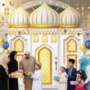 Marsui 4 Pcs Eid Mubarak Banners Ramadan Mubarak Door Decoration Eid Hanging Muslim Porch Sign Ramadan Decorations for Home Gold Banner for Backdrop Party Wall D