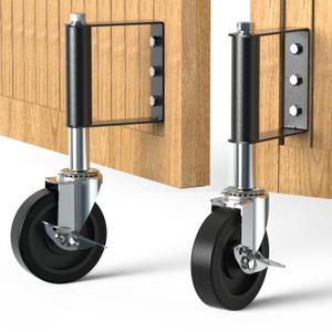 Heavy Duty Gate Wheels for Fences, Yards, Farms, Gate Casters with Spring Loaded, 360 Degree Swivel Max Load Capacity 220lbs