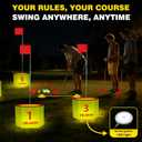 CWLAKON Backyard Golf Game with 2 Clubs & Light, Yard Golf Game Glow in The Dark 9 Holes with Balls, Outdoor Night Light up Yard Golf Chipping Game for Adults Kids, Field Day Family Reunion Party Game