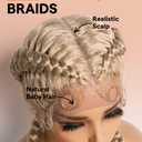 GORGIUS French Braided Wig 613 Blonde Knotless Braided Lace Front Wigs with Baby Hair Double Twist Braiding Pigtail Long Synthetic Box Braids Hair