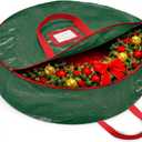2 x ZOBER Christmas Wreath Storage Container 36 Inch - Wreath Bag for Artificial Wreaths Box - Dual Zippered Wreaths Storage Bag with Strong Durable Handles - Green