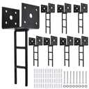 8 Pack U Shape Post Anchor, 4"x 4" Post Base for Concrete, Design Patent Product, 11 Gauge 3 mm Thickness Galvanized Black Pergola Deck Bracket with Screws(Inner Dia 3.6x3.6)