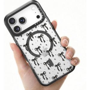 Bouvardia for iPhone 17 Pro Max Case, Compatible with Magsafe & Black Coquette Bow Design, Aesthetic Cute Girly Magnetic Phone Case from Extraordinary Designer for Women and Girl