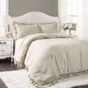 Lush Decor Reyna Ruffle Comforter Set, King, Wheat, 3 Piece Cozy Bedding Set