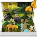 Rainforest Diorama Animals Figurines Set Assorted Creatures Rainforest Diorama Supplies Animals Model Trees DIY Rainforest Decor for Birthday Gift