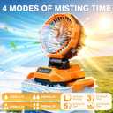 25L Portable Misting Fan, 30000mAh Rechargeable Battery Powered Oscillating Cooling Fan, Outdoor Fans for Camping, Patio, Adjustable Base for 10-13in Water Tank (Bucket Included)