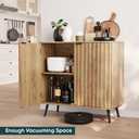 Semiocthome Buffet Cabinet with Storage, Sideboard Cabinet with Fluted Doors and Metal Legs, Storage Cabinet with Adjustable Shelf, Accent Table for Living Room, Kitchen, Entryway - Natural, 31.5"W