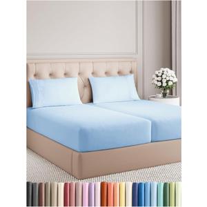 Split King Size 5 Piece Sheet Set - Comfy Breathable & Cooling Bed Sheets Set - Hotel Luxury Bedding for Women, Men, Kids, Teens, Boys & Girls - Deep Pockets and Wrinkle Free - Oeko-Tex - Light Blue (19 - Baby Blue)