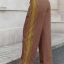 Fisoew Womens Wide Leg Pants Drawstring High Waisted Striped Baggy Palazzo Pants with Pockets (XXL)