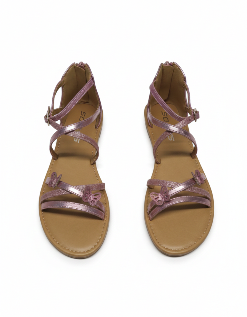 Soda Girls Sandals Open Toe Kids Summer Flat Sandals with Zipper Fashion Dress Flower Shoes for Wedding Party 4