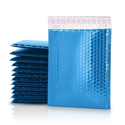 GGR Supplies Metallic Bubble Padded Envelope Mailers, 7.5 X 11 Inches, Waterproof Ultra Resistant Ideal For Packing, Shipping, and Storing. Pack of 25 (Blue)