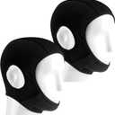 2 Pcs Wrestling Hair Cover Cap Grappling Hair Cap Black Full Cover Wrestling Headgear with Chin and Open Ears for MMA BJJ Judo Women Men
