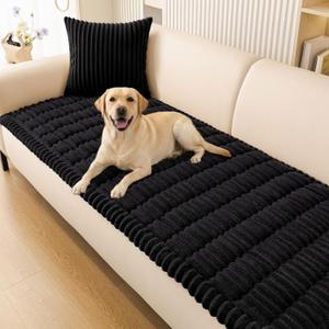 Smiry Couch Cover for Dogs, Non Slip Washable Sofa Protector for Pets, Soft Furniture Cover for Pet, Stylish Sofa Covers, Cozy Protect Against Fur, Dirt & Everyday Messes (Black, 27.6" x 82.7")