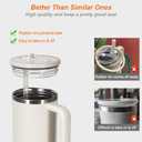 2 x 2-Pack Leak Proof Lid Replacement 40 oz, Only Fit for Stanley Quencher H2.0 Tumbler, Reusable Flip Straw Lid Top Cover for Stanley 40oz Cup Accessories, Replacement of Leaking Original Lids, Cream