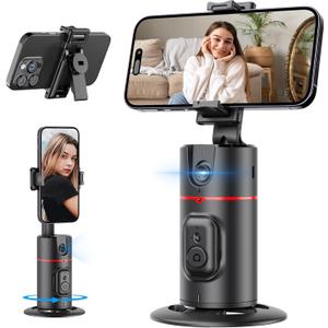 Auto Face Tracking Tripod, No App, Smart Shooting Phone Holder with Remote, 360 Rotation Body Phone Camera Mount with Phone Holder Body Smart Tracking Tripod for Vlog/TIK Tok (Black)