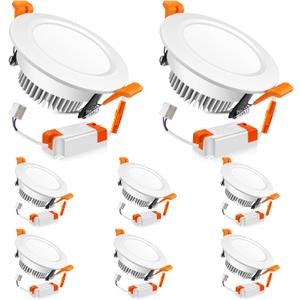3.5 Inch LED Recessed Lighting Dimmable Downlight, 7W (55W Halogen Equivalent), 3000K Warm White, CRI80, LED Recessed Ceiling Light with Driver (8 Pack)