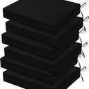 Outdoor Chair Cushions Set of 6, 18.5 x 16 Inch Patio Chair Cushions, Water Resistant, Non-Slip Ties (Black)