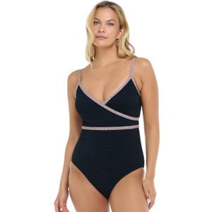 Skye Women's Standard Roma V-Neck One Piece Swimsuit (Large, Enigma)