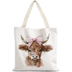 Canvas Tote Bag Aesthetic,Zoon Cow Dog Cat Tote Bag,Gifts for Women Canvas Tote Bags