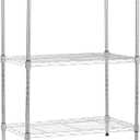 Amazon Basics 3-Shelf Adjustable Heavy Duty Steel Wire Shelving Rack with Chrome Finish, No-Tool Assembly, 250 lbs per Shelf, 23.2" L x 13.4" W x 30" H