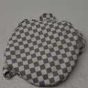 Narwey Barrel Drawstring Checkered Makeup Bag Large Cosmetic Bag Make up Bags Toiletry Bag Travel Bags for Toiletries Organizer for Women Gift for Teen Girls (Grayish Blue Checkerboard) (Patent)