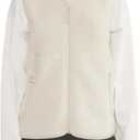 Hixiaohe Sherpa Fleece Vest for Women Trendy Warm Sleeveless Vests Jacket Lightweight Zip Coats with Pockets Fall Outerwear (Medium, Beige)