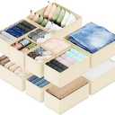 SpaceAid Drawer Organizer Clothes, 12 Pack Dresser Organizer Bins for Nursery, Closet Organization and Storage Dividers for Clothing, Baby Clothes, Underwears, Socks (Beige)