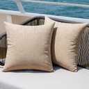 MIULEE Pack of 2 Outdoor Throw Pillow Covers Waterproof Decorative Soft Pillowcases Linen Farmhouse Square Cushion Shams for Patio Balcony Couch Garden 18x18 InchBlue