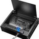 Biometric Gun Safe for Handgun - 3-Way Quick Access Pistol Safe with Fingerprint/Digital Keypad/Key, Large Capacity Gun Lock Box for Home, Bedside Nightstand and Car, Stain Black