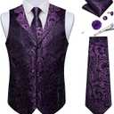 DiBanGu Mens Vest Paisley Suit Vests and Tie Set | Lapel Collar Design,Silk Mens Vest ,Regular Fit,7PCS Gift Set,Breathable and Wear-resistant,Formal Wedding Party Tuxedo, M