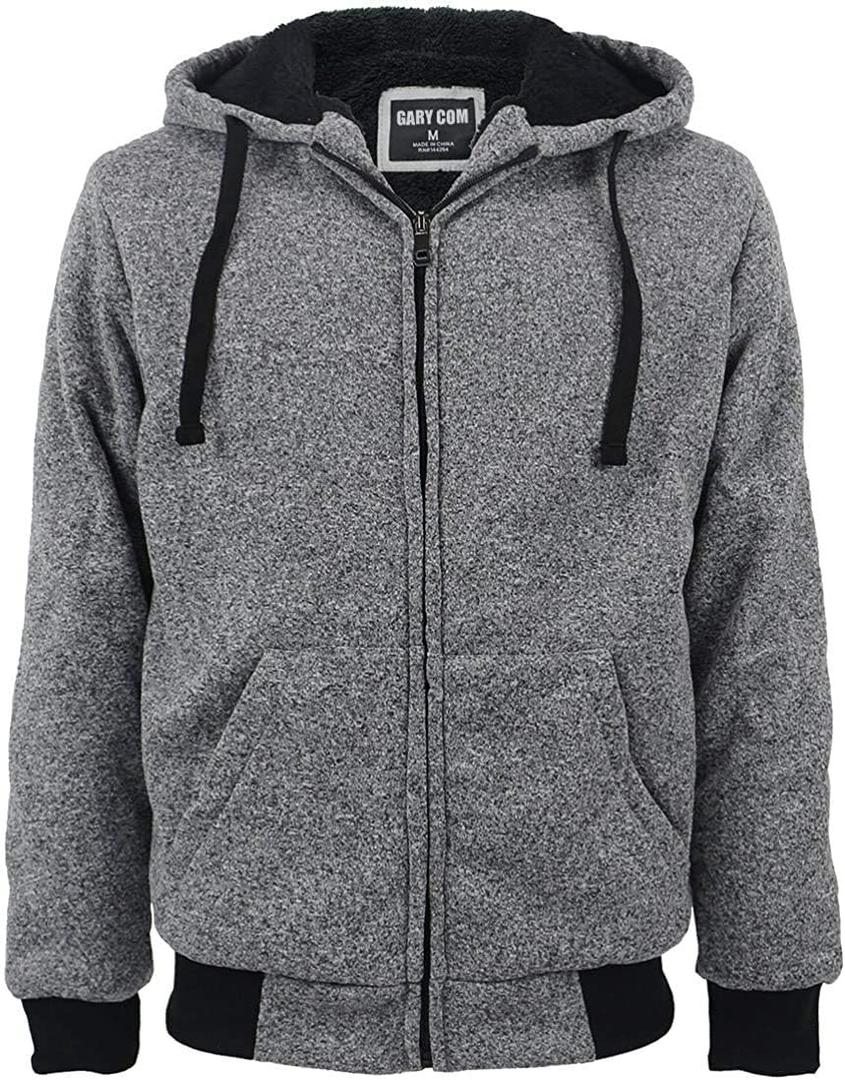 LeeHanTon Heavyweight Hoodies for Men Jackets Comfy Sherpa Lined Zip Up Hoodie Coats with Pockets Outerwear (3X-Large, Lt.grey-143)