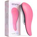 Crave Naturals Glide Thru Hair Brush - Detangler Brush for Curly, Straight, Wet or Dry Hair - Gentle Detangling Brushes for Adults, Kids, Toddlers - Hair Accessories for Women, 7.5x3 - Pink (1 Pack (Regular))
