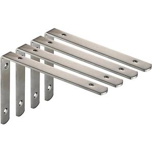 Deezio Stainless Steel Heavy Duty L-Shaped Corner Brace Joint Angle Bracket Shelf Brackets, Brushed Nickel, Pack of 4(250x150x4mm)