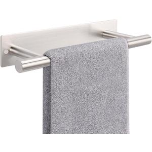 NearMoon Self Adhesive Hand Towel Holder/Towel Ring, Stainless Steel Hand Towel Bar Rustproof Stick on Wall-Towel Rack for Bathroom/Kitchen, Sticky and Wall Mounted (1, Brushed Nickel)