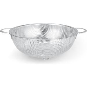 Colander Stainless Steel 3-Quart, Metal Strainer with Base, Strainer for Kitchen Food, Dishwasher Safe (Silver)