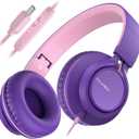 AILIHEN C8 USB-C Headphones Wired - On-Ear Corded Headset with Microphone & Volume Control, Foldable Stereo Sound Tangle-Free Type C Cord, Compatible with Cellphone, Laptop, PC, Computer (Purple Pink)
