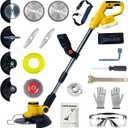 Cordless Weed Wacker for Dewalt 20V Battery with 4 Types Blades, Brushless Motor, Lightweight Grass Trimmer/Brush Cutter for Lawn, Yard and Bush TrimmingNo Battery