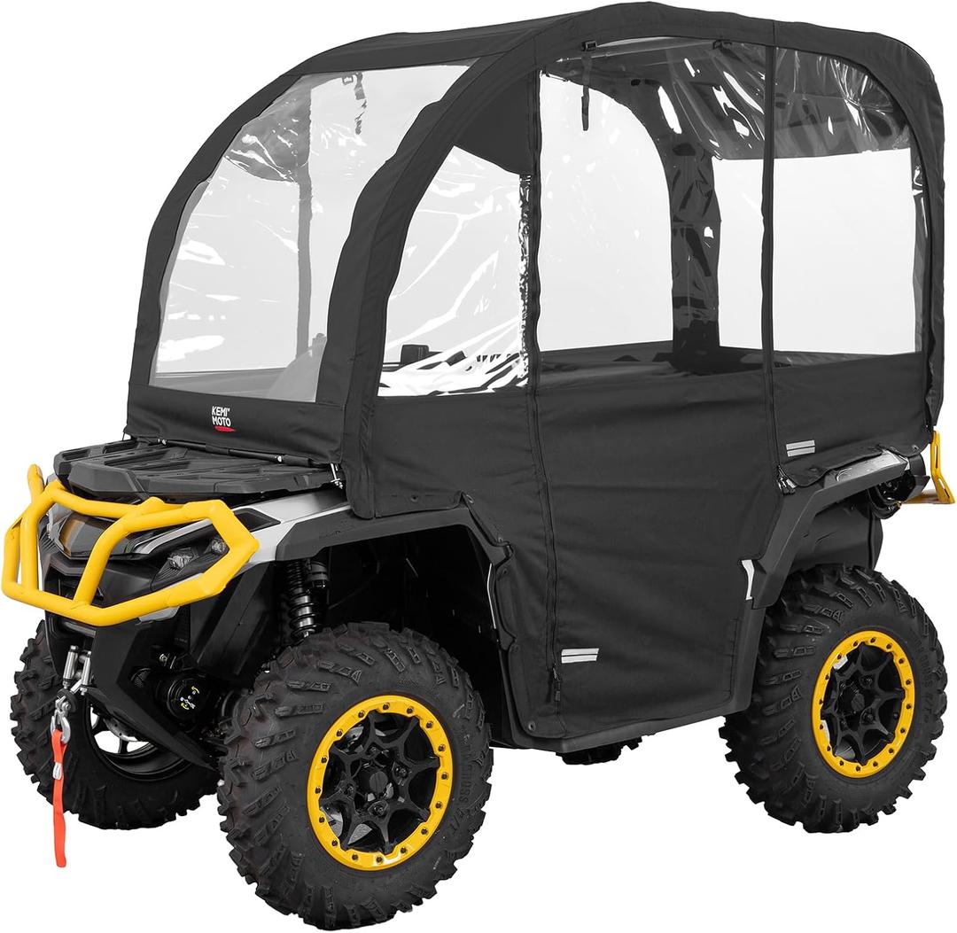 KEMIMOTO Extra Large ATV Cab Enclosure 3-in-1 Adjustable All-Weather Heavy Duty ATV Canopy Cover with Full Visibility Universal Compatible with Polaris Can-Am Kawasaki Arctic Cat CFMOTO