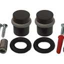 QCAA Cylindrical Floor Mount Door Stop, Height 1-1/2", Solid Brass, US10B ORB Oil Rubbed Bronze, Made in Taiwan, 2 Pack