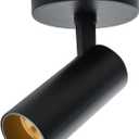 LED Ceiling Spotlight 5CCT 2700K/3000K/3500K/4000K/6000K Selectable Dimmable,Spot Light Indoor Adjustable Flush Mount Lights Fixture 12W CRI 90+, Black, 1 Pack Tilt Angle Accent Lighting