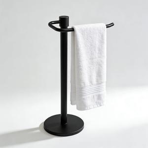 Upgraded Hand Towel Holder Stand Countertop Towel Rack Free Standing Towel Bar Hanger for Bathroom Kitchen Pro Max Matte Black