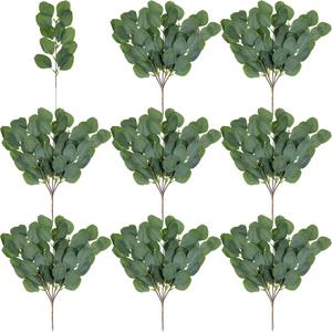 40 Pieces Artificial Eucalyptus Leaves Stems Fake Silver Dollar Eucalyptus Stems Greenery for Centerpiece Wedding Bridal Bouquets Flower Arrangements Home Decor