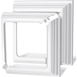 Thyle 2 Pcs True 5x5 Inches Vinyl Post Skirt Post Base Cover Column Wraps for Porch Deck Base Vinyl Sleeve White Trim for Hand and Stair Rails