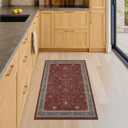 Burgundy 2x3 Washable Rugs for Entryway Indoor, Boho Kitchen Rug for Floor, Bathroom, Doormat Indoor Entrance, Waterproof Non Slip Low Pile Stain & Fade Resistant, Modern Eclectic Floral Decor