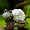 Nacome Solar Turtle Garden Statue Lights: Outdoor Figurine with Glass Ball Lighting Decorations Lawn Ornaments Porch Patio Balcony Yard - Birthday Gifts for Mom Grandma Women(Green)