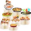 10 Pcs Buffet Risers, Acrylic & Cardboard Foldable Table Food Display Stands with Acrylic Plates Risers for Catering Dessert Cake Jewelry for Wedding Birthday Christmas Party Decorations White