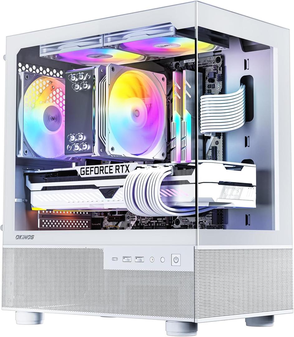 Aqua 3, Micro ATX Case, MATX PC Case with 3 X 120mm 3-Pin ARGB Fan Pre-Installed, Panoramic View Tempered Glass Front & Side Panel, with Type C Port, White