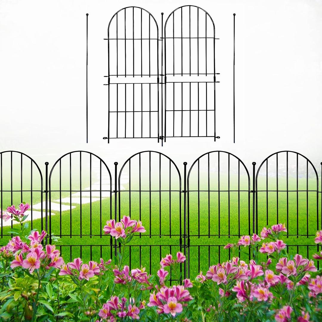 Decorative Garden Fence 31in (H) x10ft (L), 10 Pack No Dig Fence Animal Barrier for Dog, Arched Flower Bed Edging, Wire Border Panel Fencing for Yard Patio Outdoor Decor (10 Panels-31in(H)x10ft(L))