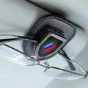 QOMAGO Car Sunglass Holder Compatible with BMW 1 2 3 4 5 Series X1 X3 X5 X6 X7 Series M2 M3 M4 M5 M6 Series E90 E91 Alloy Leather Sun Glasses Eyeglass Hanger with Car Logo Car Accessories Interior