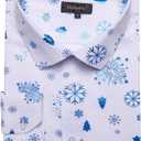 DiBanGu Mens Christmas Dress Shirts for Men Long Sleeve Button Down Xmas Shirts for Party Prom Perform S-3XL (Blue)